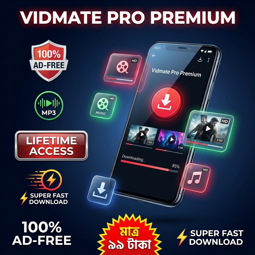 Vidmate Pro Premium - Lifetime Access (100% Ad-Free) | For Android